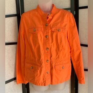 Talbots Mandarin Collar 100% Cotton Jacket ~ Orange ~ Button Front ~ Size LP